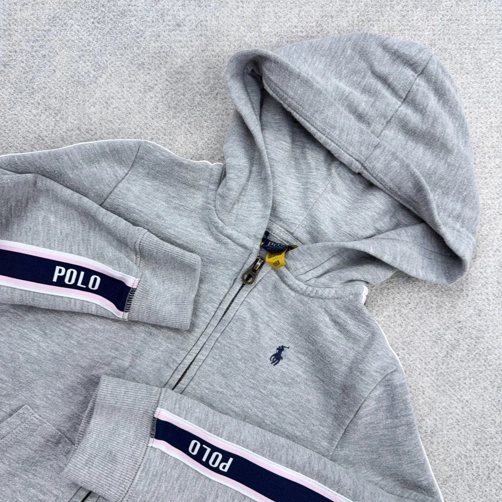 Polo Ralph Lauren Hoodie Girls Size 6 Gray Full Zip Jacket Youth Kids Heather